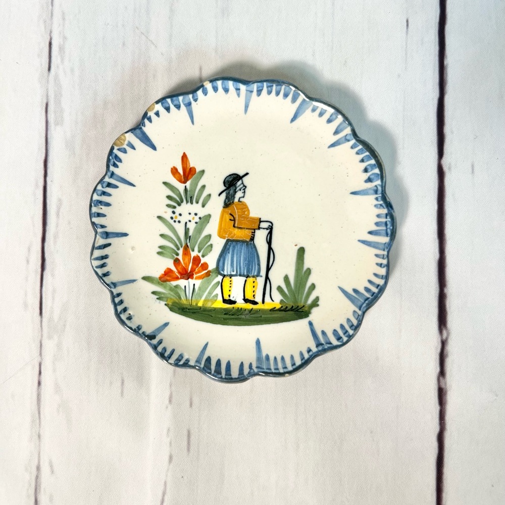 Henriot Quimper Scalloped Edge Small Plate 4.5”
